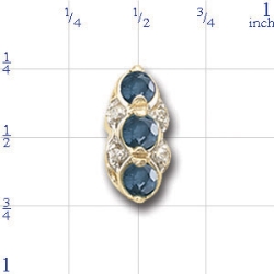 A2194 14K SLIDE WITH 3 ROUND SAPPHIRE & 4 DIAMONDS 